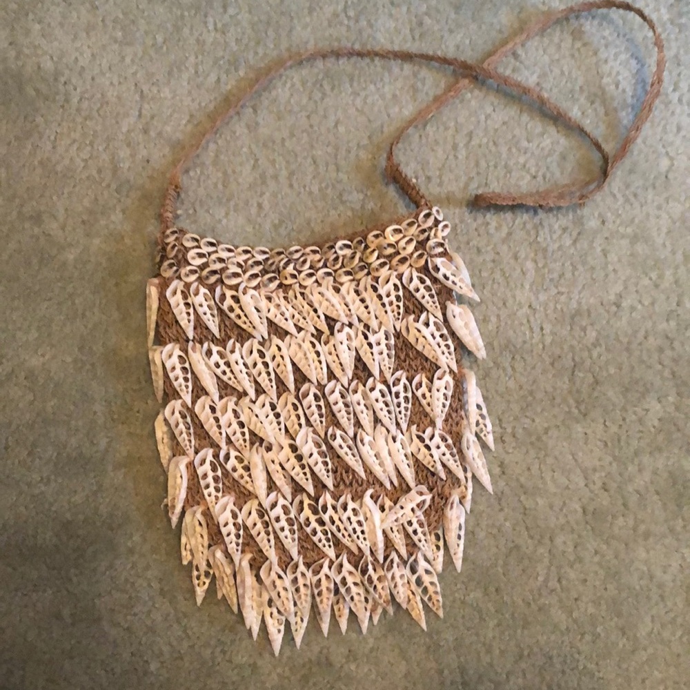 bohemian beachy sea shell handbag cross body bag